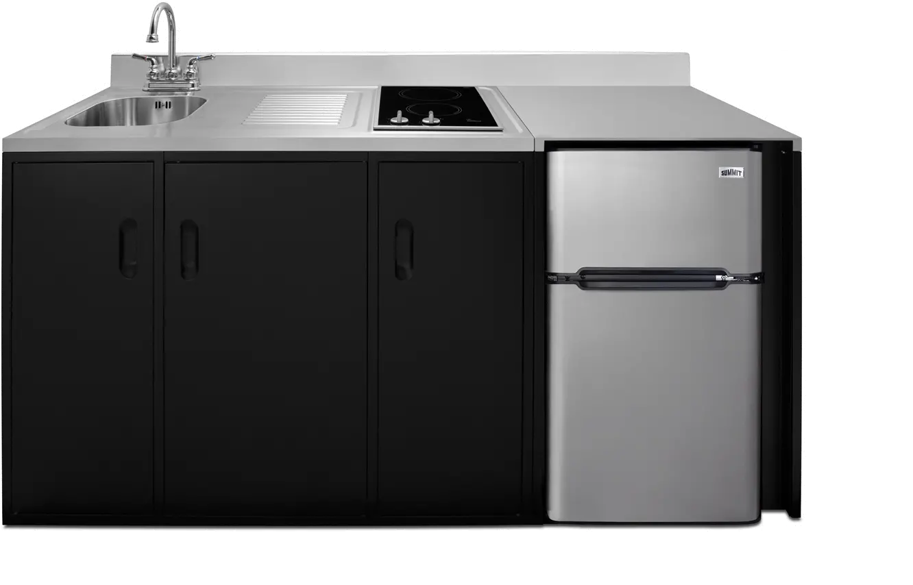 Summit 72  Wide All-In-One Kitchenette - Black & Stainless Steel-2