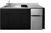 Summit 72  Wide All-In-One Kitchenette - Black & Stainless Steel