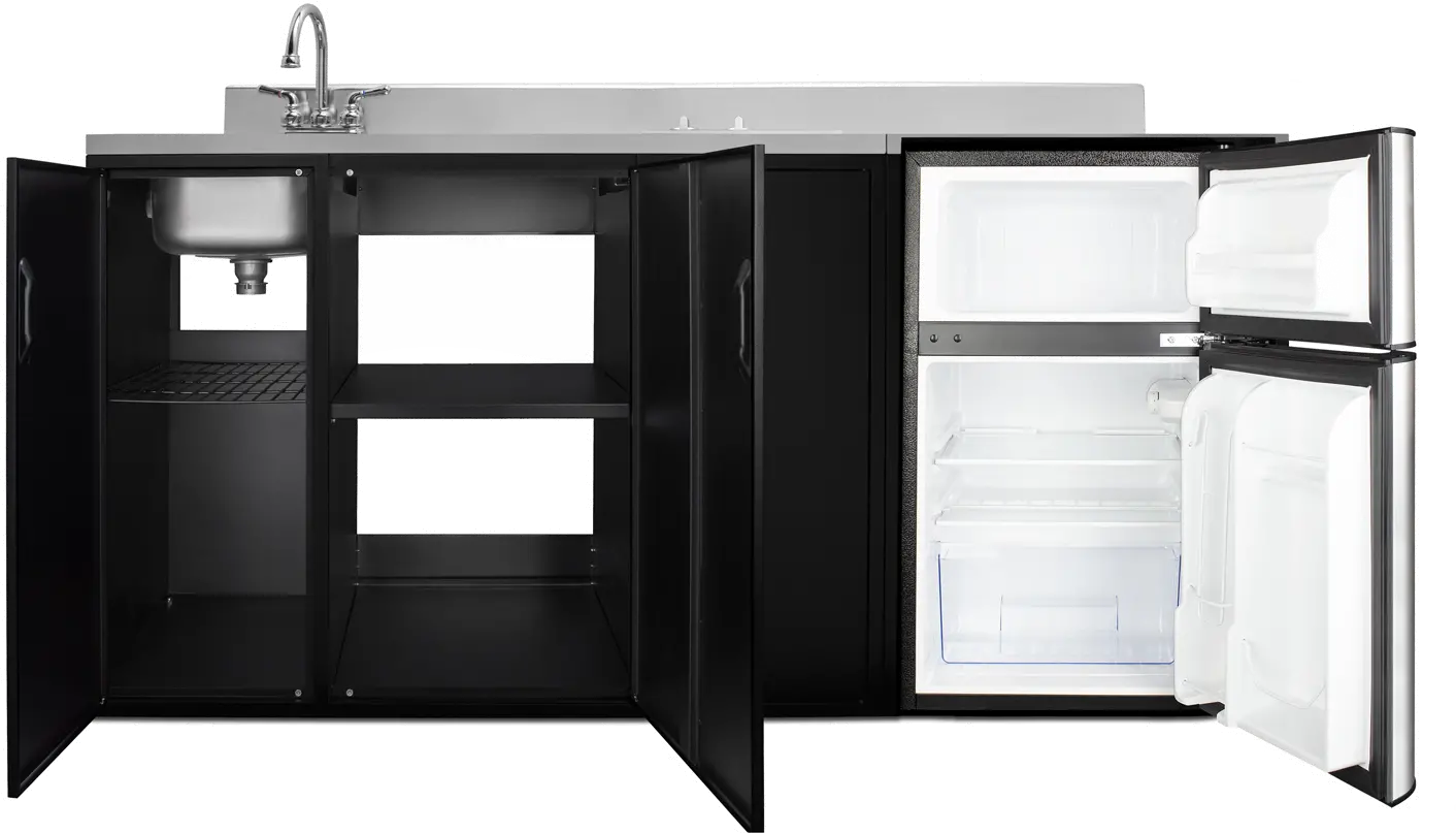 Summit 72  Wide All-In-One Kitchenette - Black & Stainless Steel-1