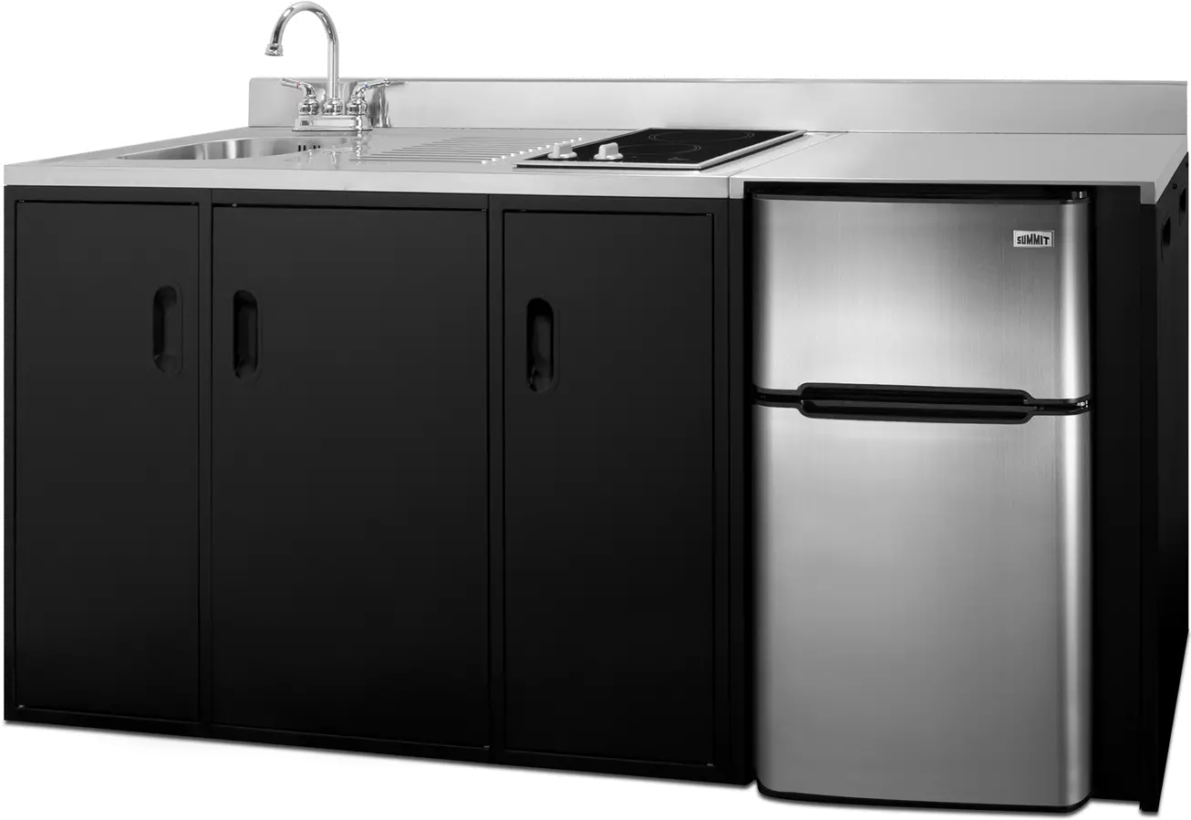 Summit 72  Wide All-In-One Kitchenette - Black & Stainless Steel-3