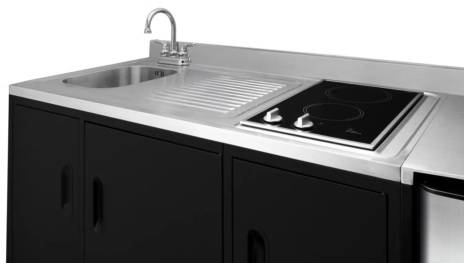 Summit 72  Wide All-In-One Kitchenette - Black & Stainless Steel-4