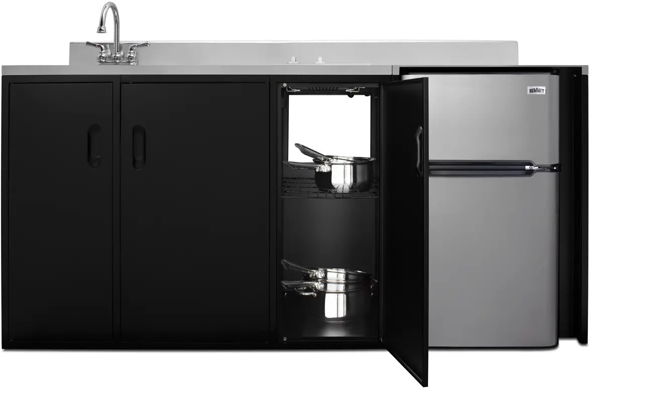 Summit 72  Wide All-In-One Kitchenette - Black & Stainless Steel-5