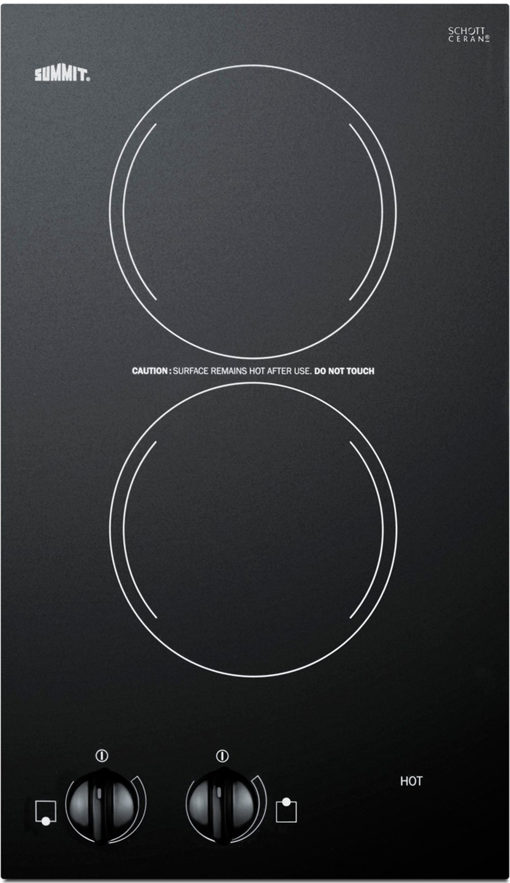 Summit 12" Wide 115V 2-Burner Electric Cooktop - Black