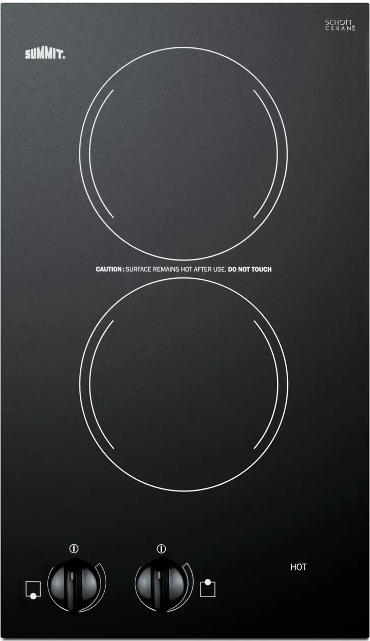 Summit 12  Wide 230V 2-Burner Electric Cooktop - Black-1