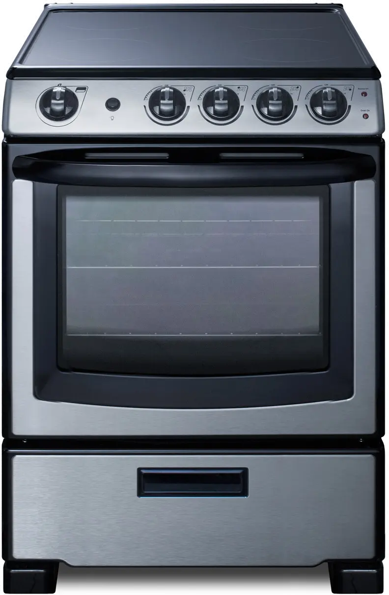 Summit 2.9 cu ft Electric Range - Stainless Steel 24 Inch-1