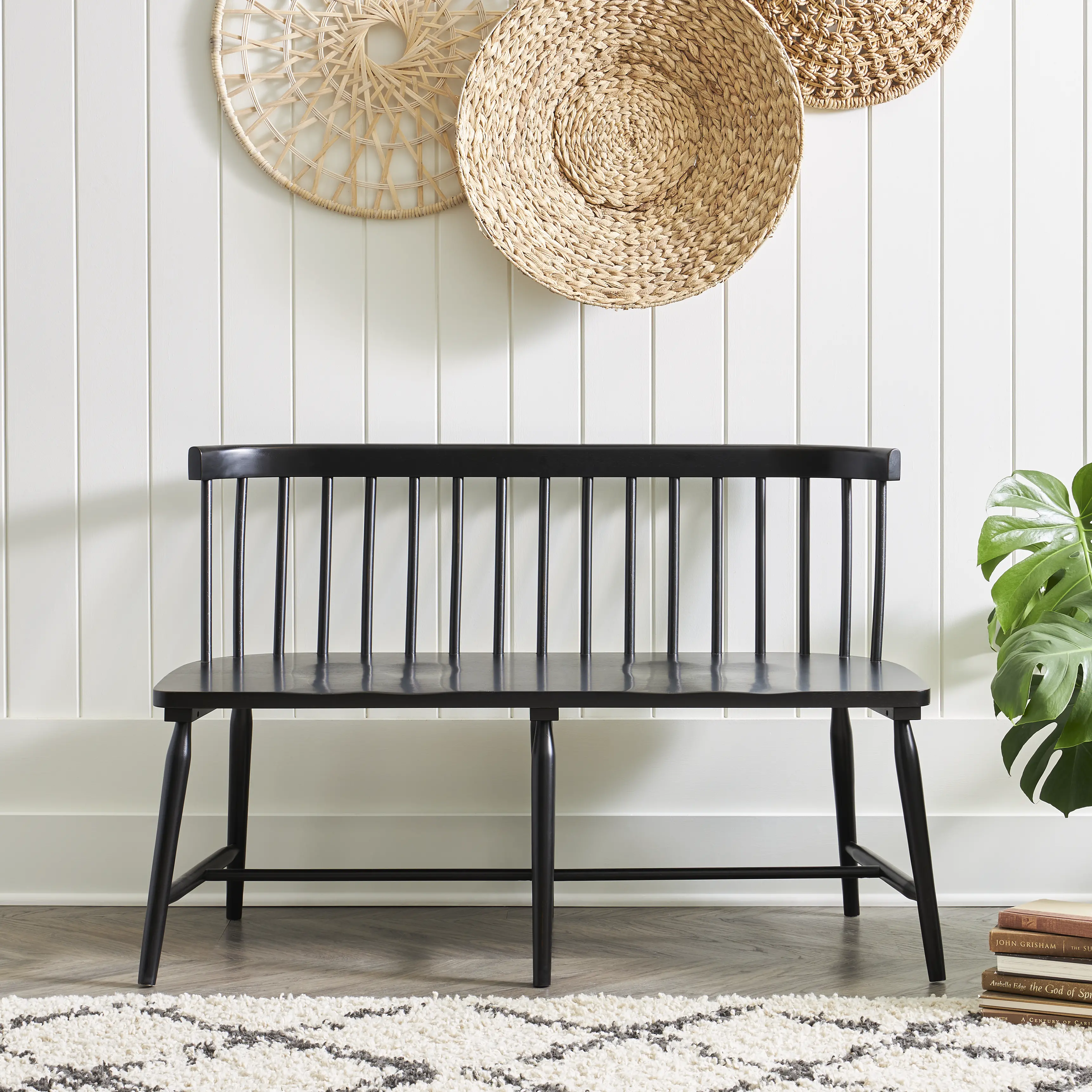224-C4000B-B Capeside Cottage Black Dining Bench-2