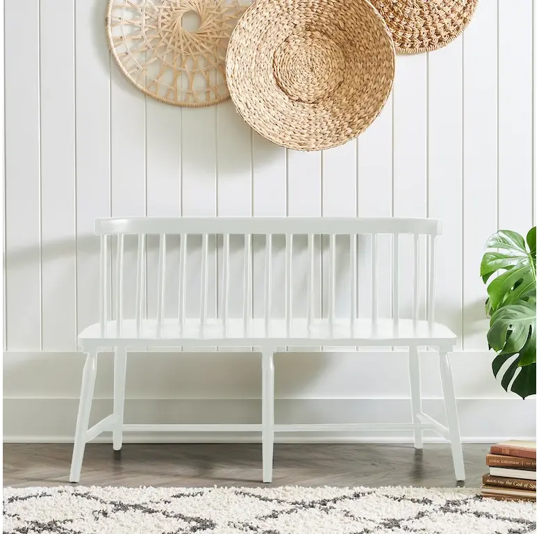 224-C4000B-W Capeside Cottage White Dining Bench-2