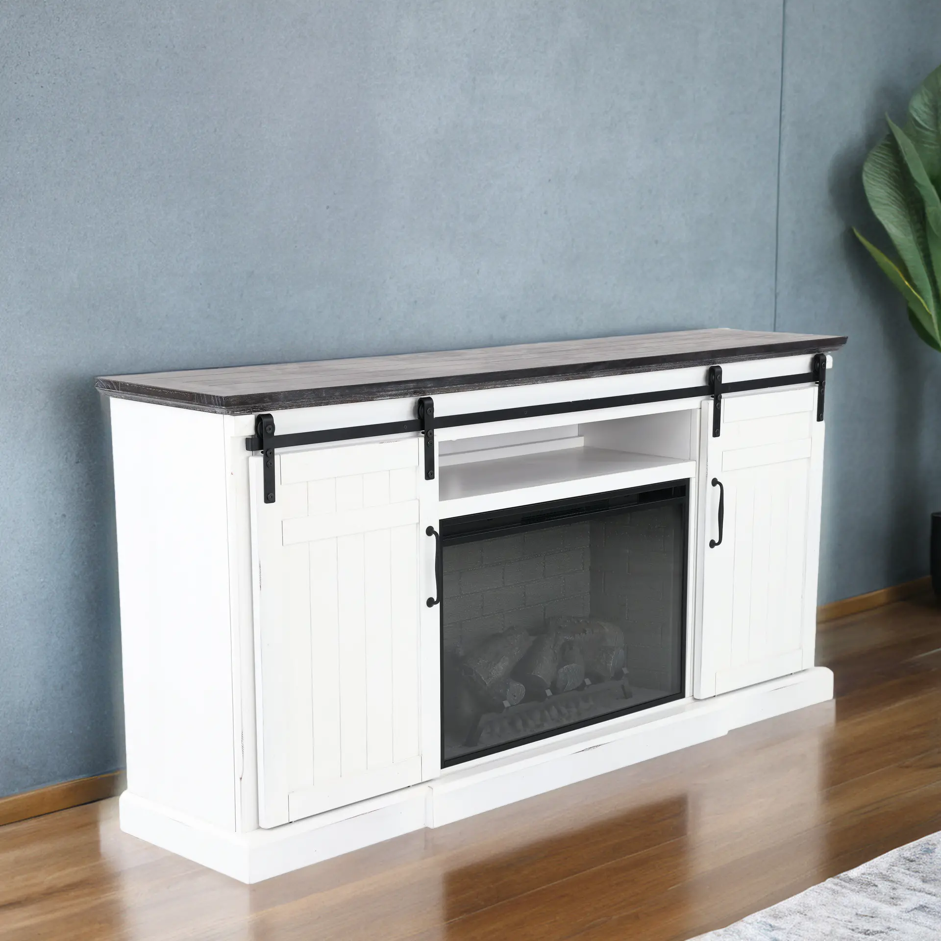 Buck White 78  Fireplace TV Stand-11