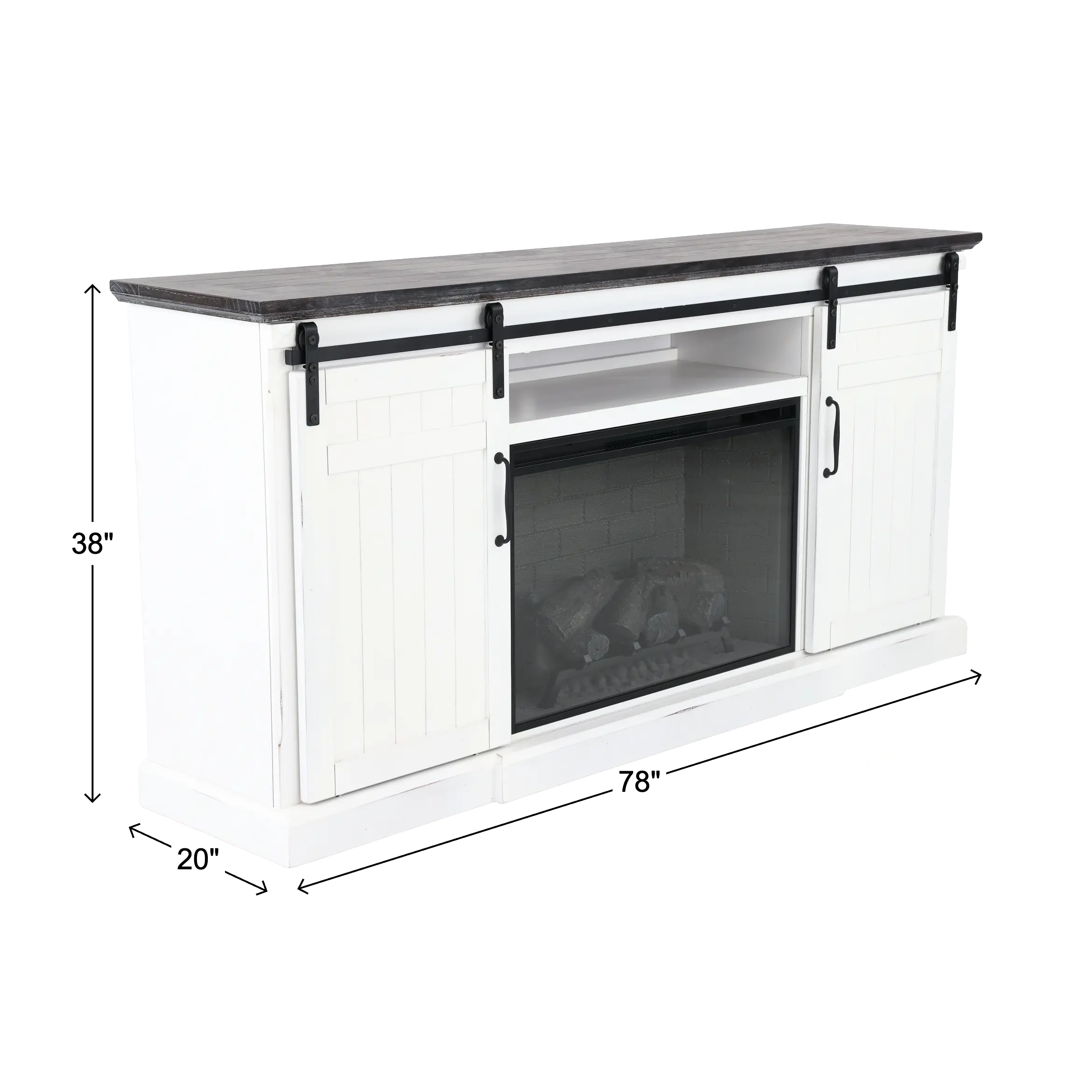 Buck White 78  Fireplace TV Stand-3