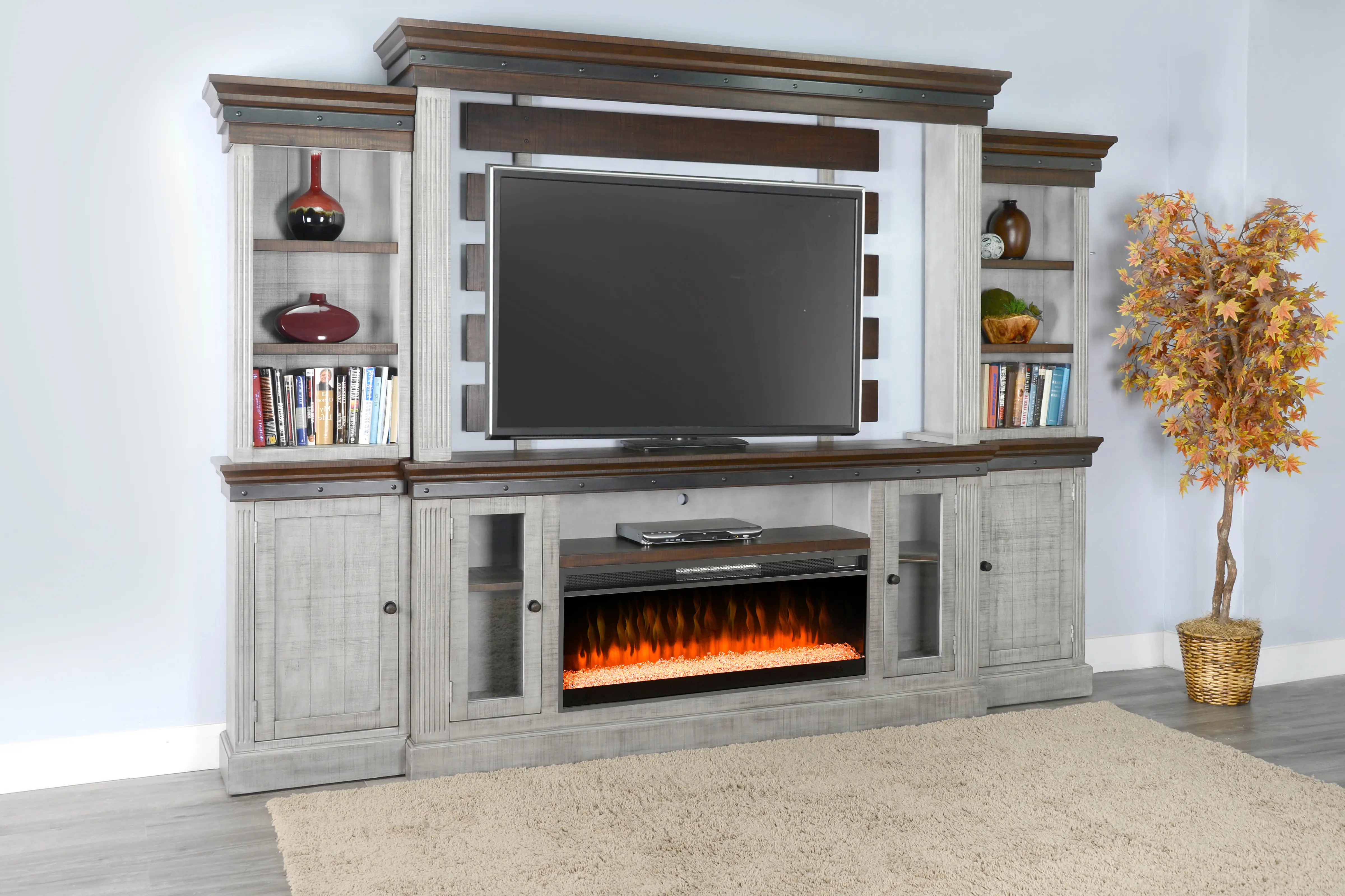 Avalon Gray Fireplace Entertainment Center-1