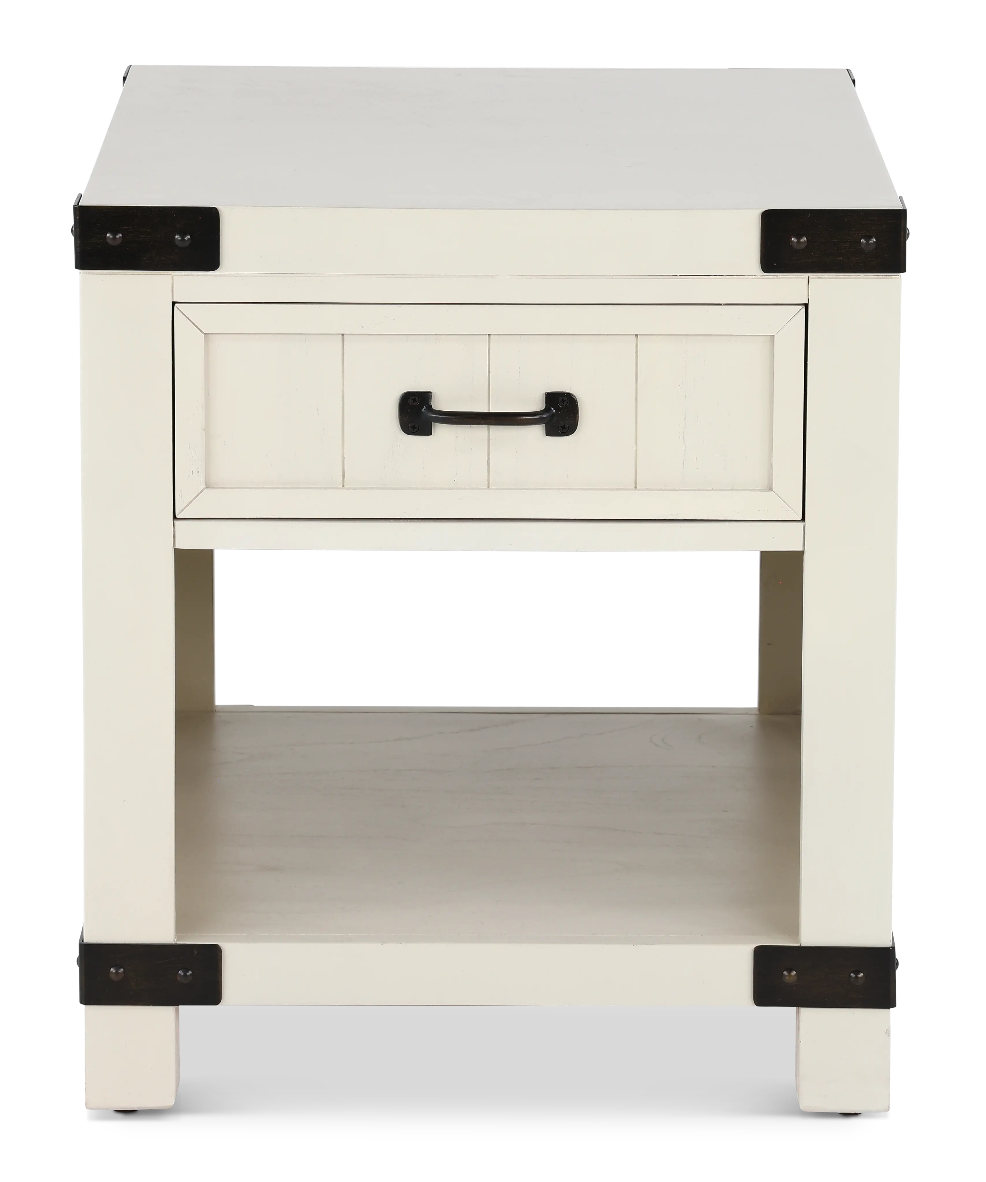 White River White Single Drawer End Table-1