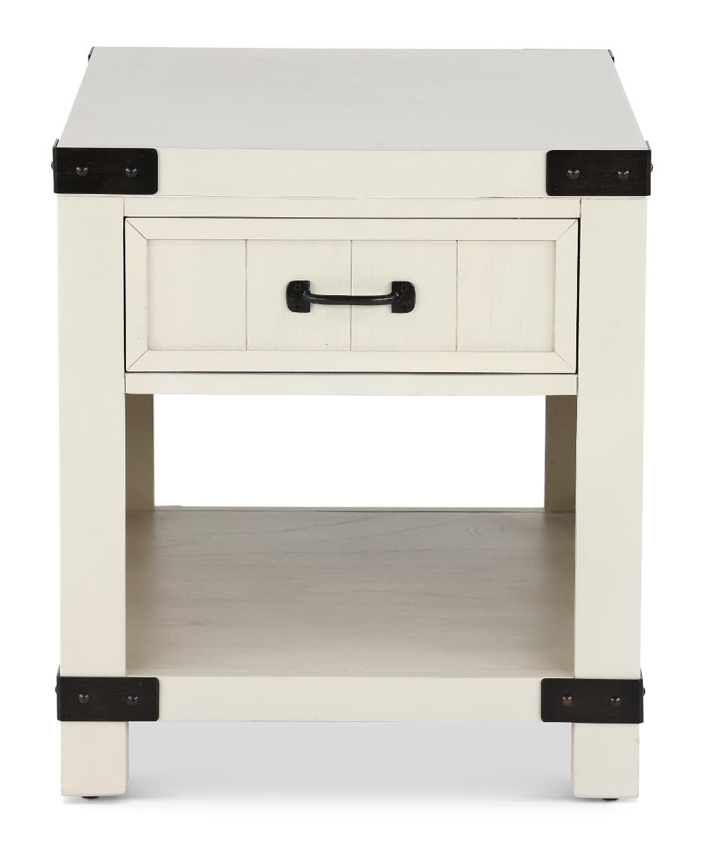 White River White Single Drawer End Table
