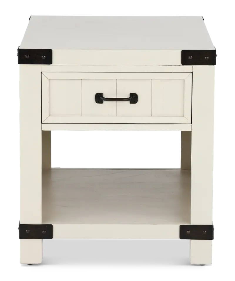White River White Single Drawer End Table