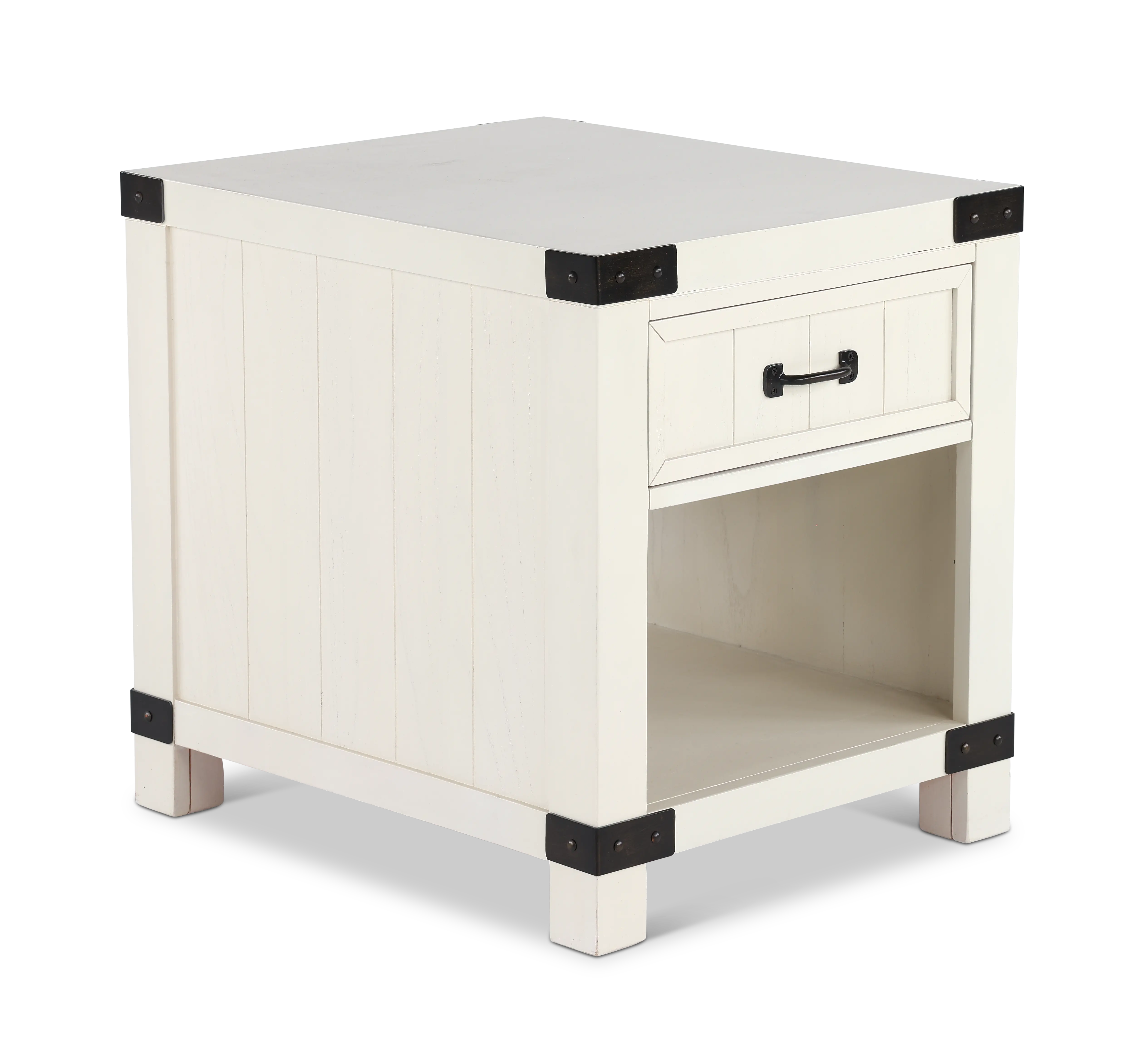 White River White Single Drawer End Table-2