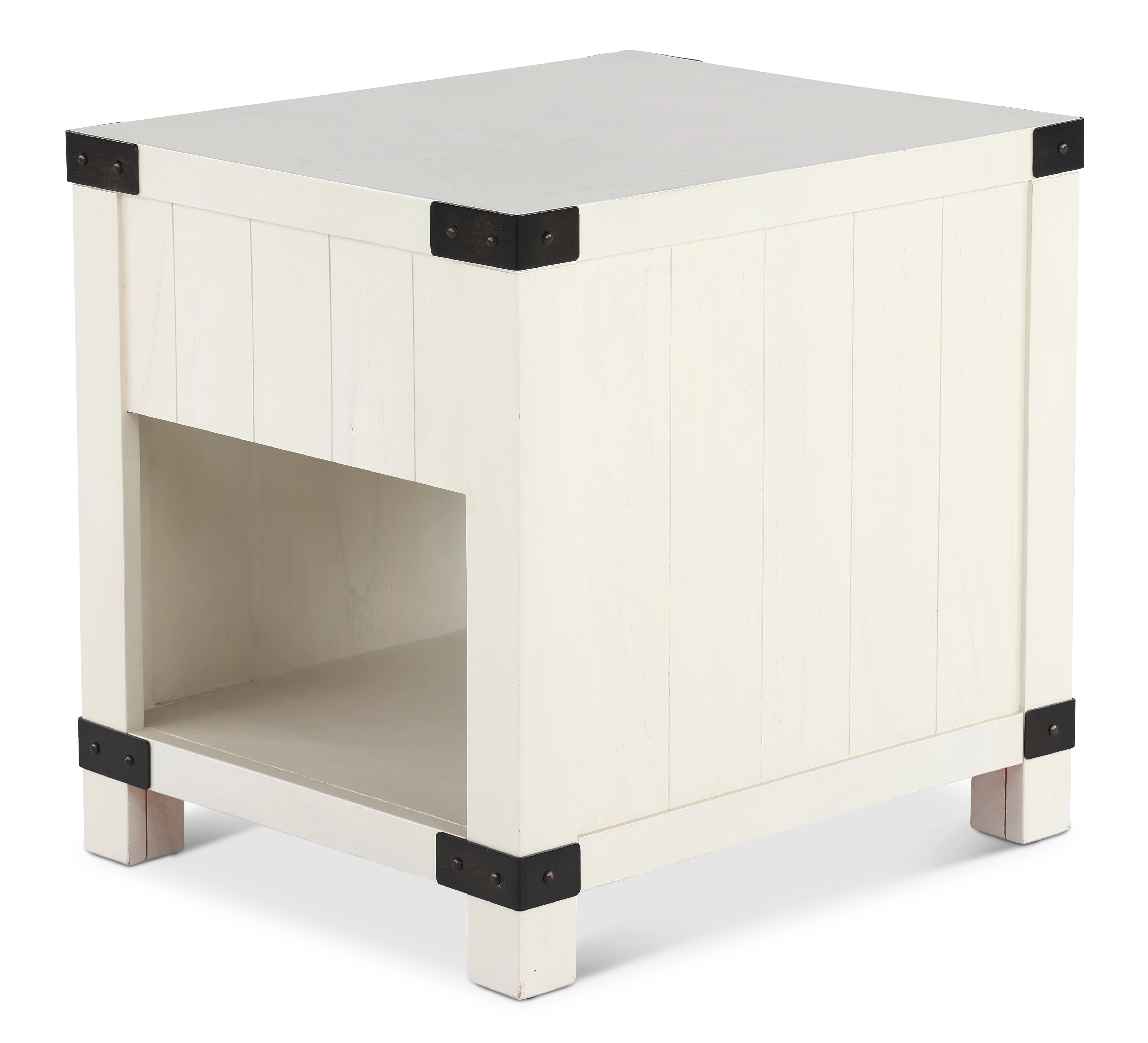 White River White Single Drawer End Table-5