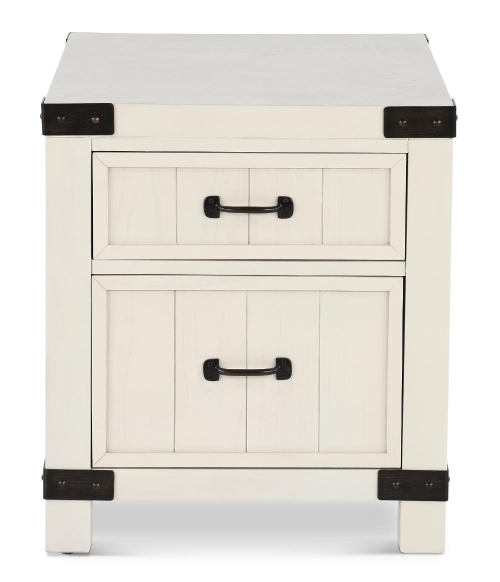 White River White Two Drawer End Table