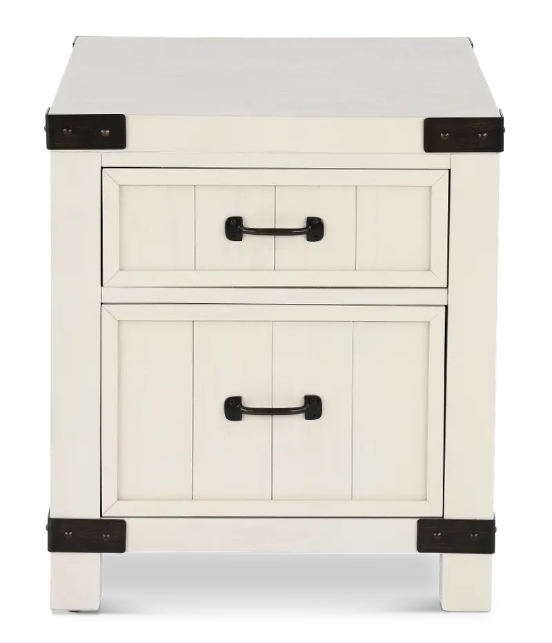 White River White Two Drawer End Table