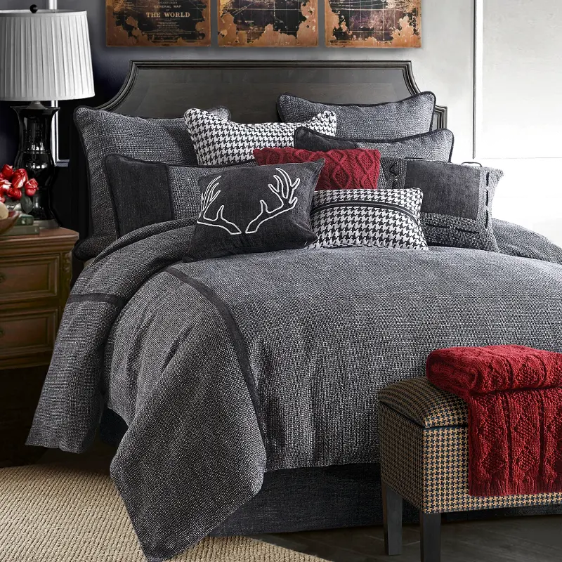Hamilton Gray Tweed King 4-Piece Comforter Set