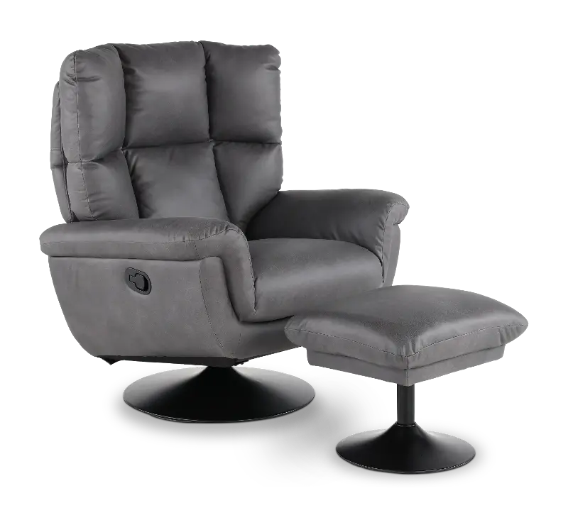 Owen Charcoal Swivel Chair and Ottoman
