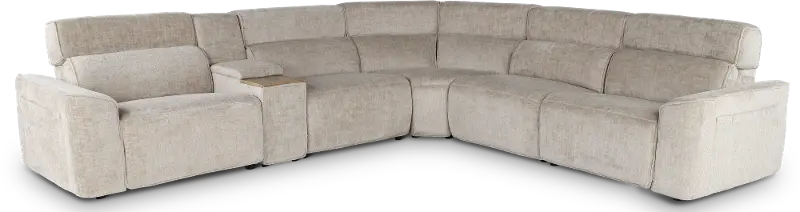 Alora Fossil White 6-Piece Power Reclining Sectional