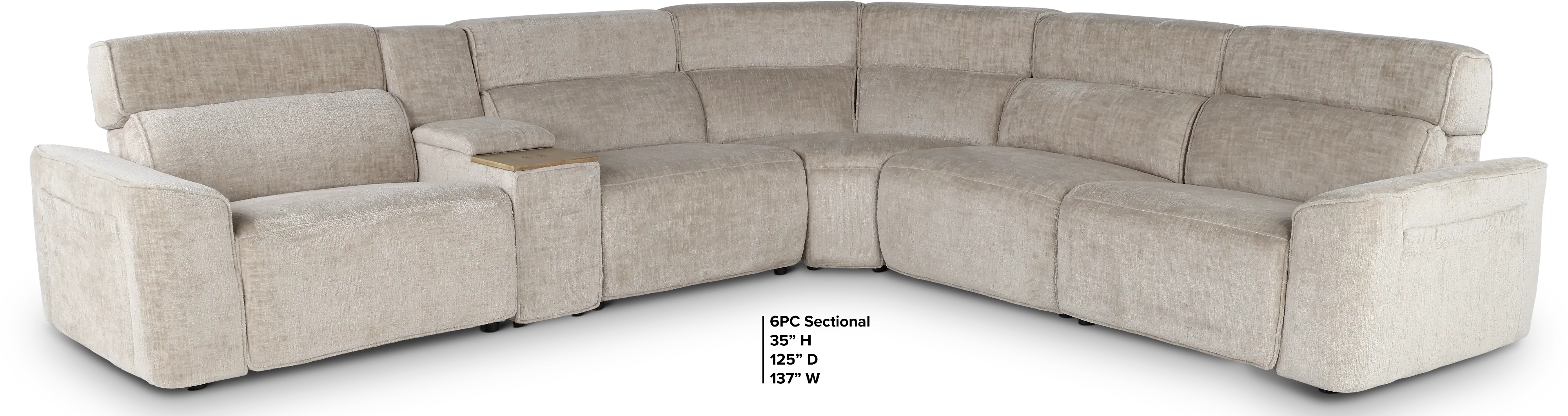 Alora Fossil White 6-Piece Power Reclining Sectional-3