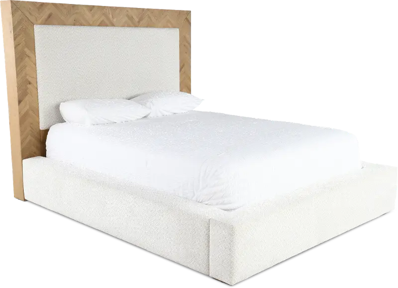 Geneva Oak and Cream Queen Platform Bed