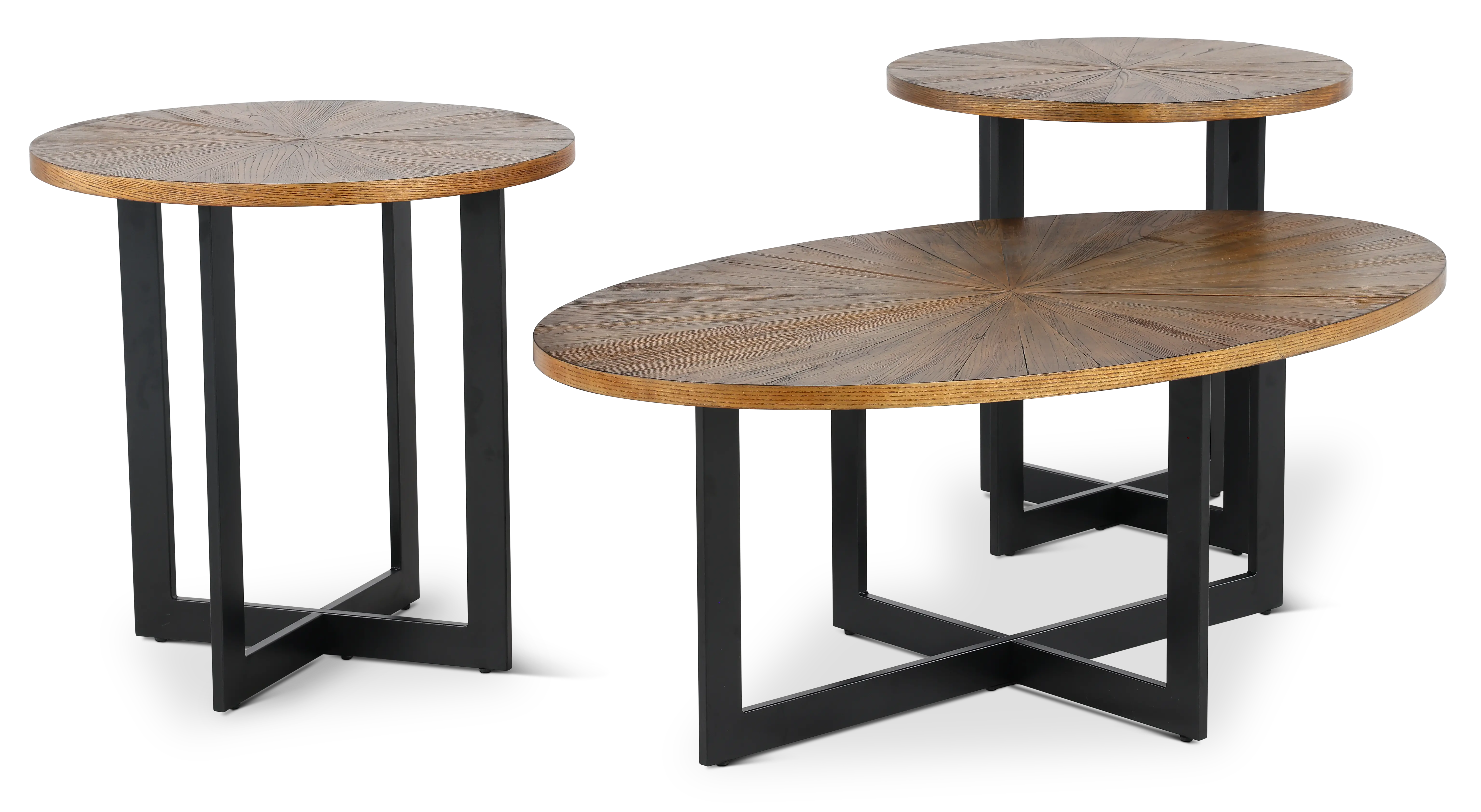 Colton Brown and Black 3 Piece Table Set-4
