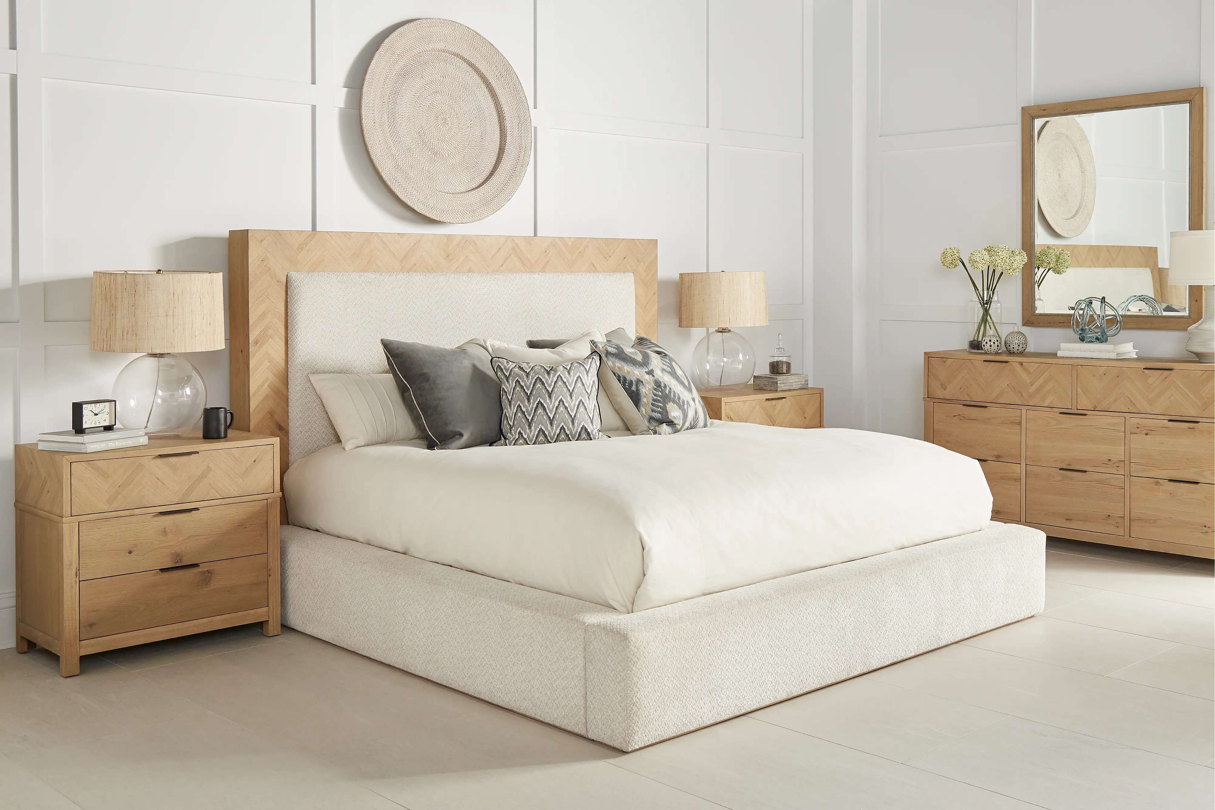 Geneva Oak and Cream King Platform Bed-4