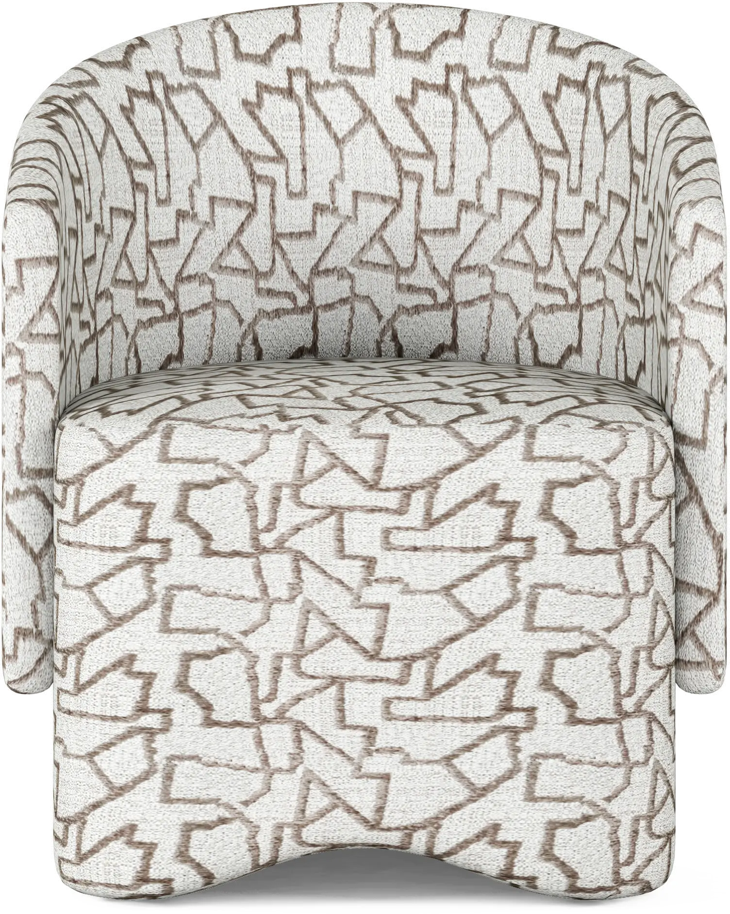 Portico White and Brown Upholstered Barrel Dining Chair-1