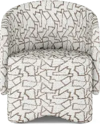 Portico White and Brown Upholstered Barrel Dining Chair