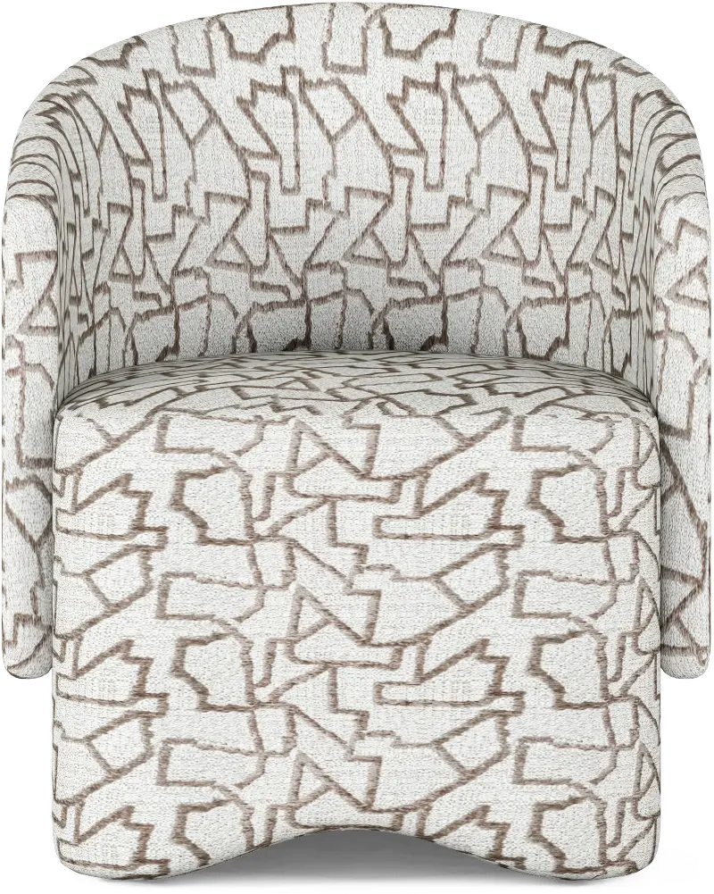 Portico White and Brown Upholstered Barrel Dining Chair