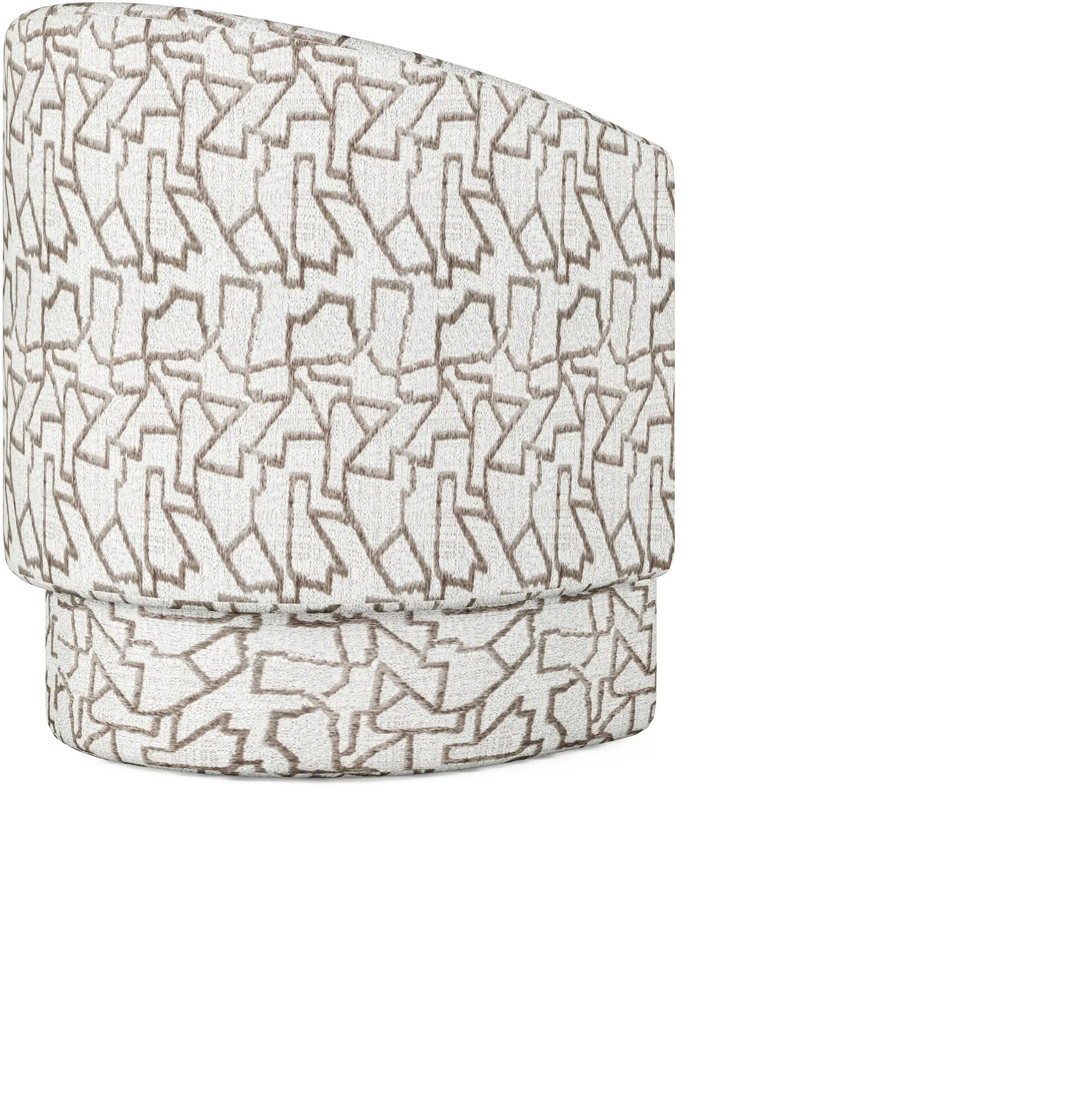 Portico White and Brown Upholstered Barrel Dining Chair-2