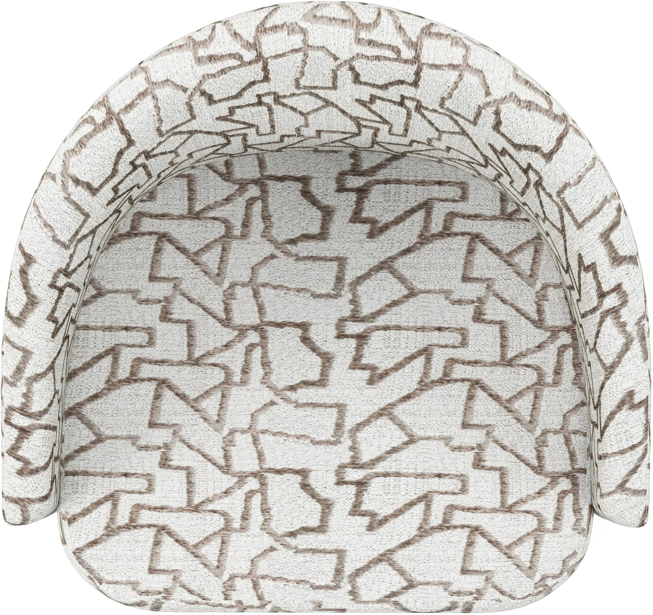 Portico White and Brown Upholstered Barrel Dining Chair-4