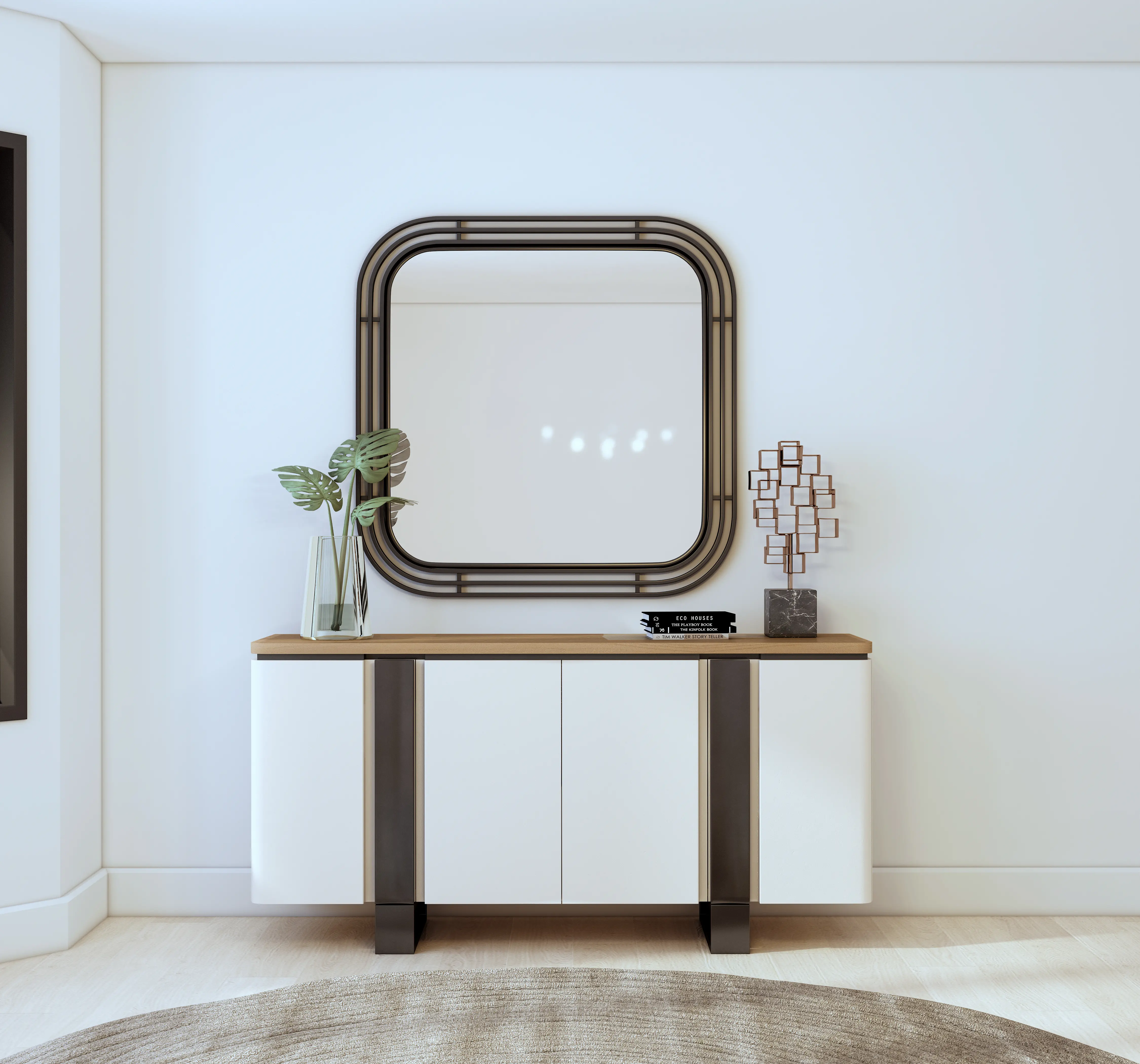 Portico White and Oak Dining Credenza-2