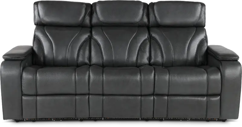 Arya Gray Power Reclining Sofa with Power Headrests and Massage