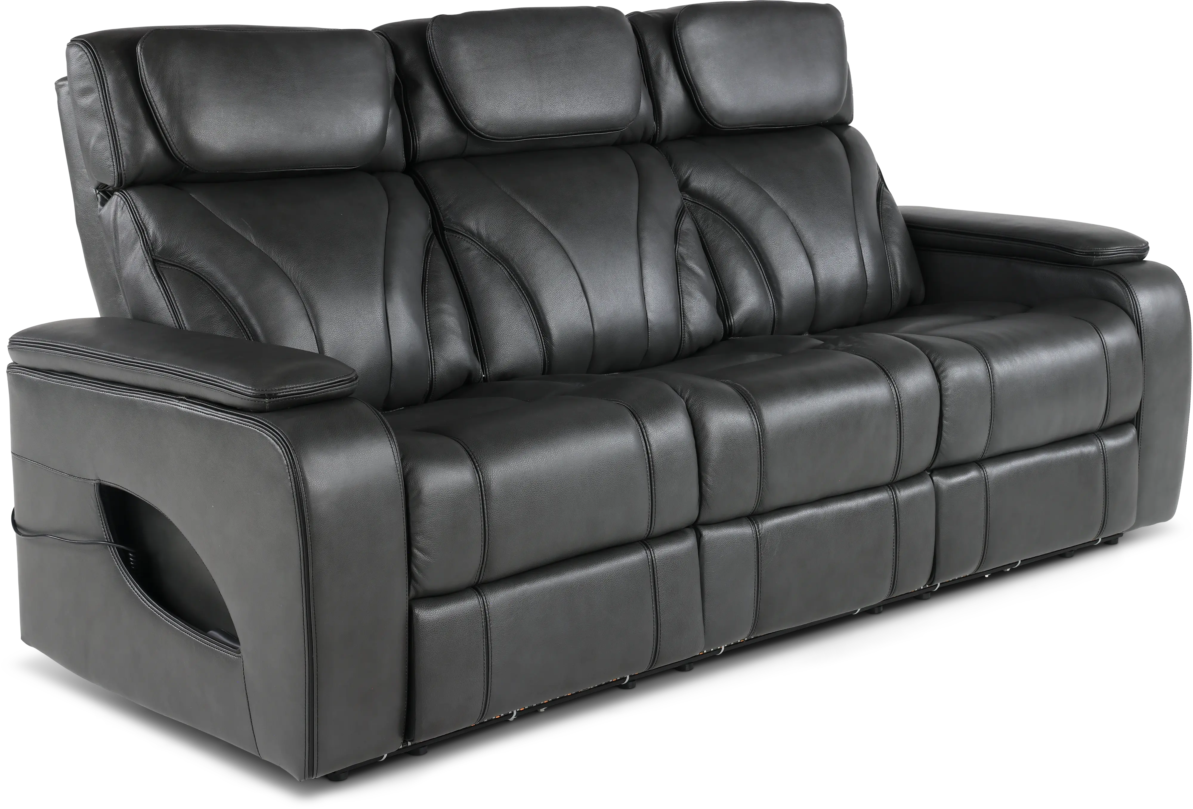 Arya Gray Power Reclining Sofa with Power Headrests and Massage-4