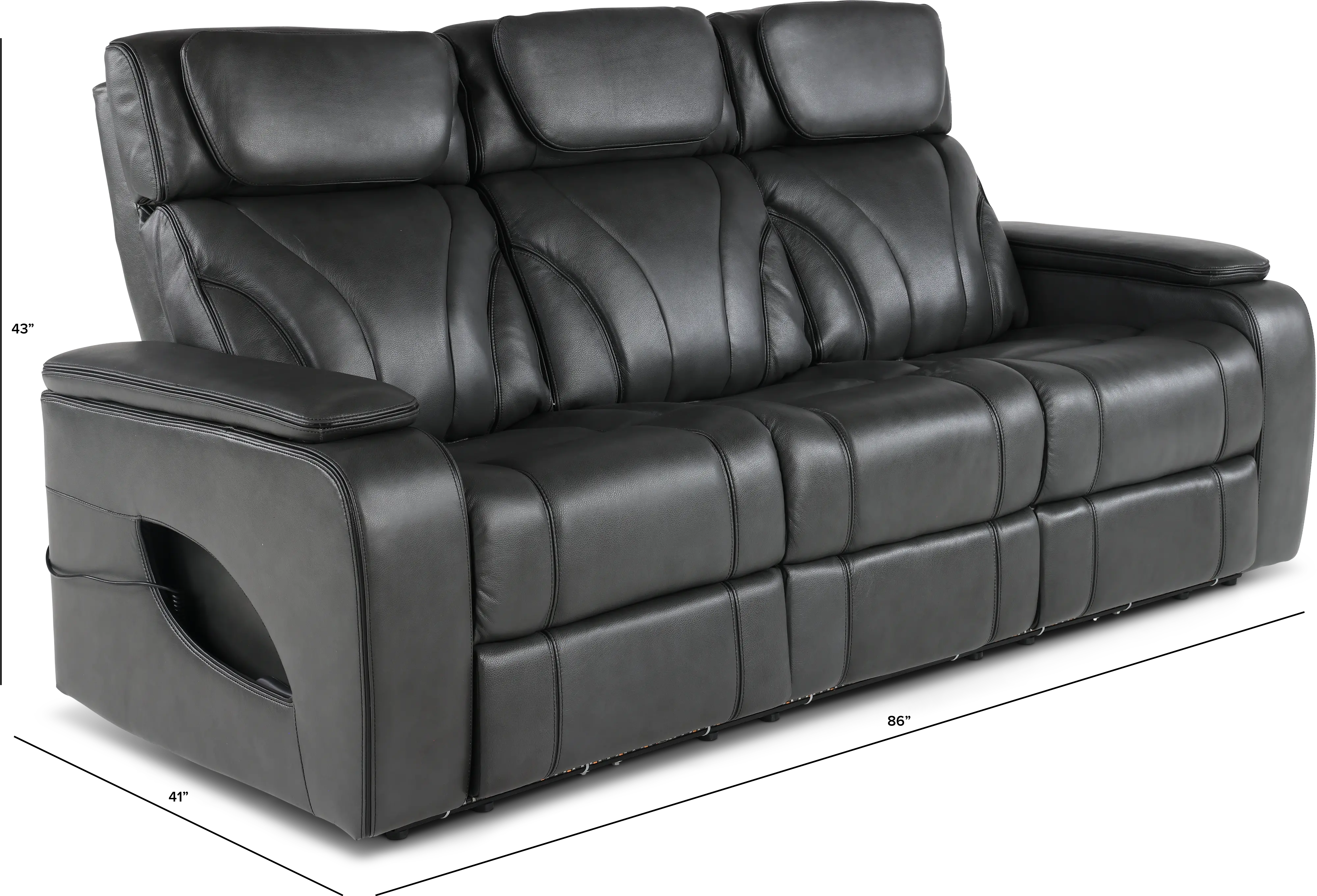 Arya Gray Power Reclining Sofa with Power Headrests and Massage-3
