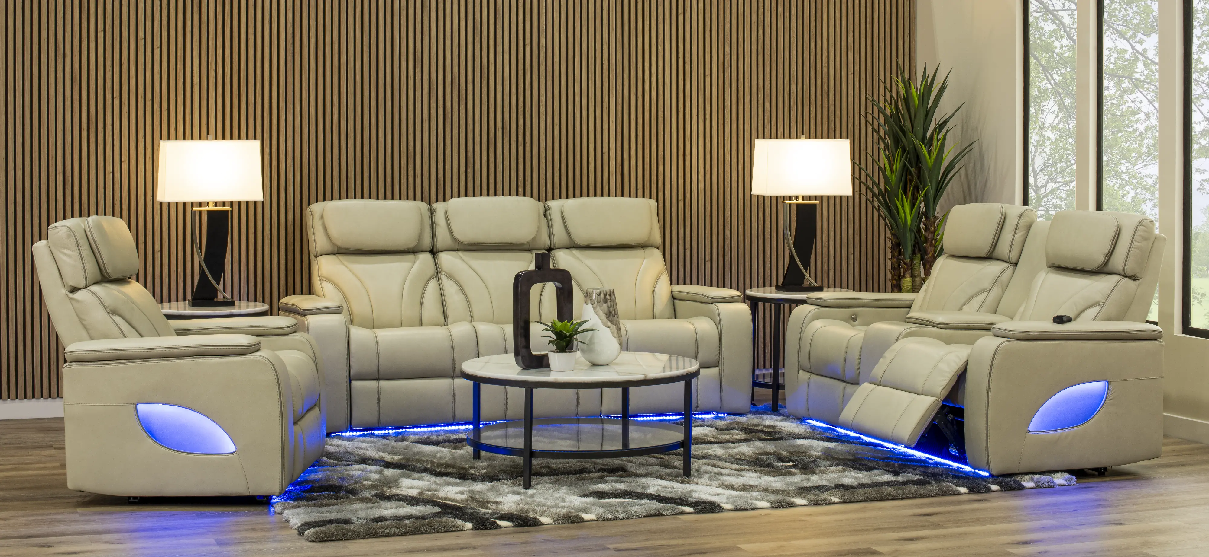Arya Putty Power Reclining Sofa with Power Headrests and Massage-2