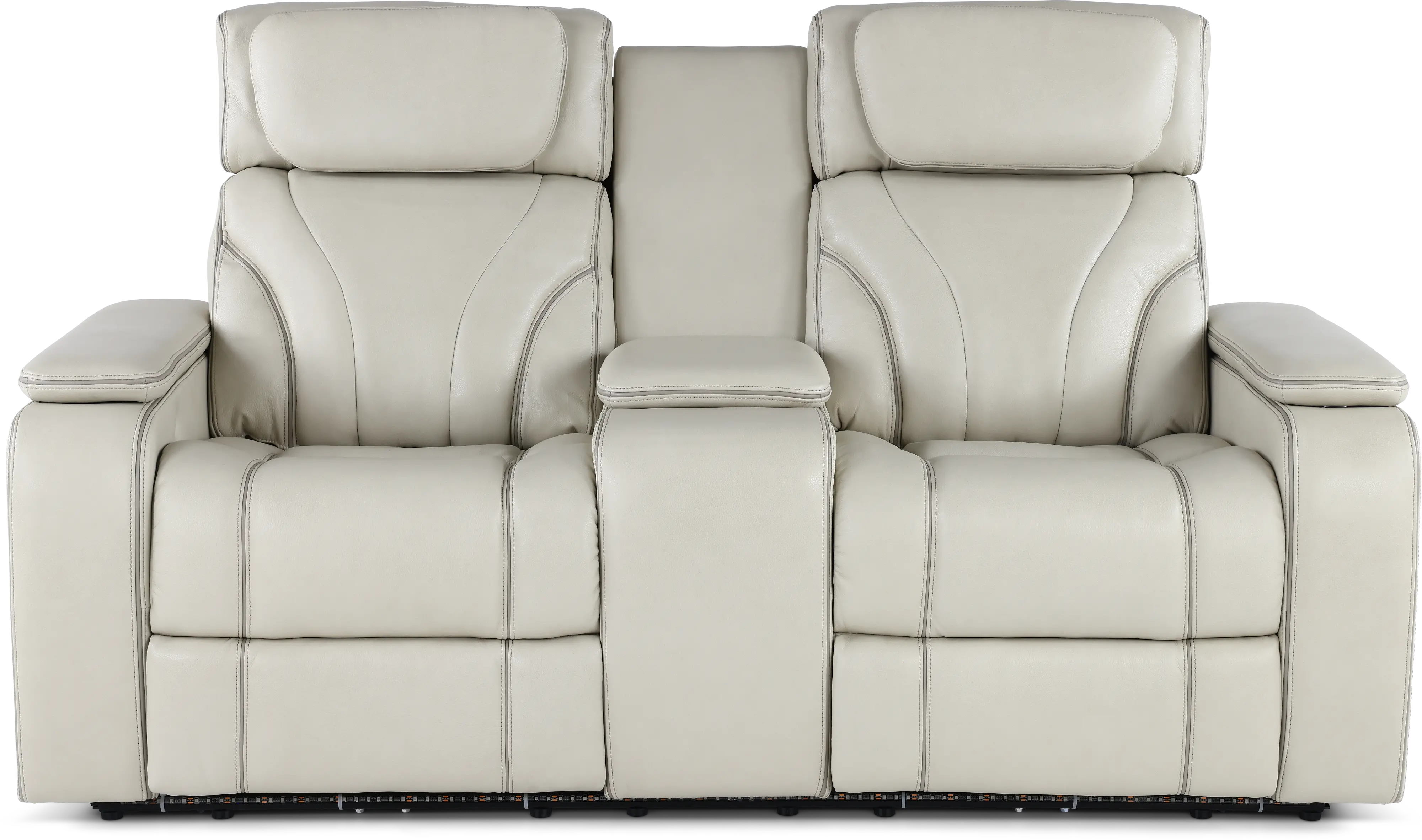 Arya Putty Power Reclining Loveseat with Power Headrests, Massage and Console-1