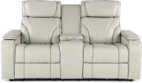 Arya Putty Power Reclining Loveseat with Power Headrests, Massage and Console
