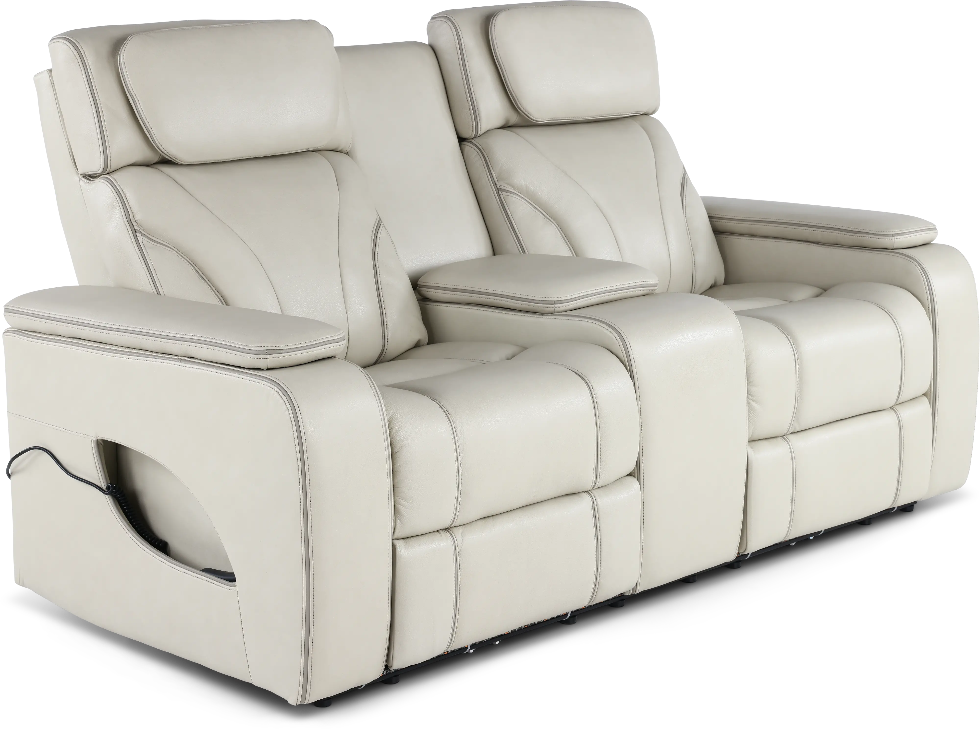 Arya Putty Power Reclining Loveseat with Power Headrests, Massage and Console-4