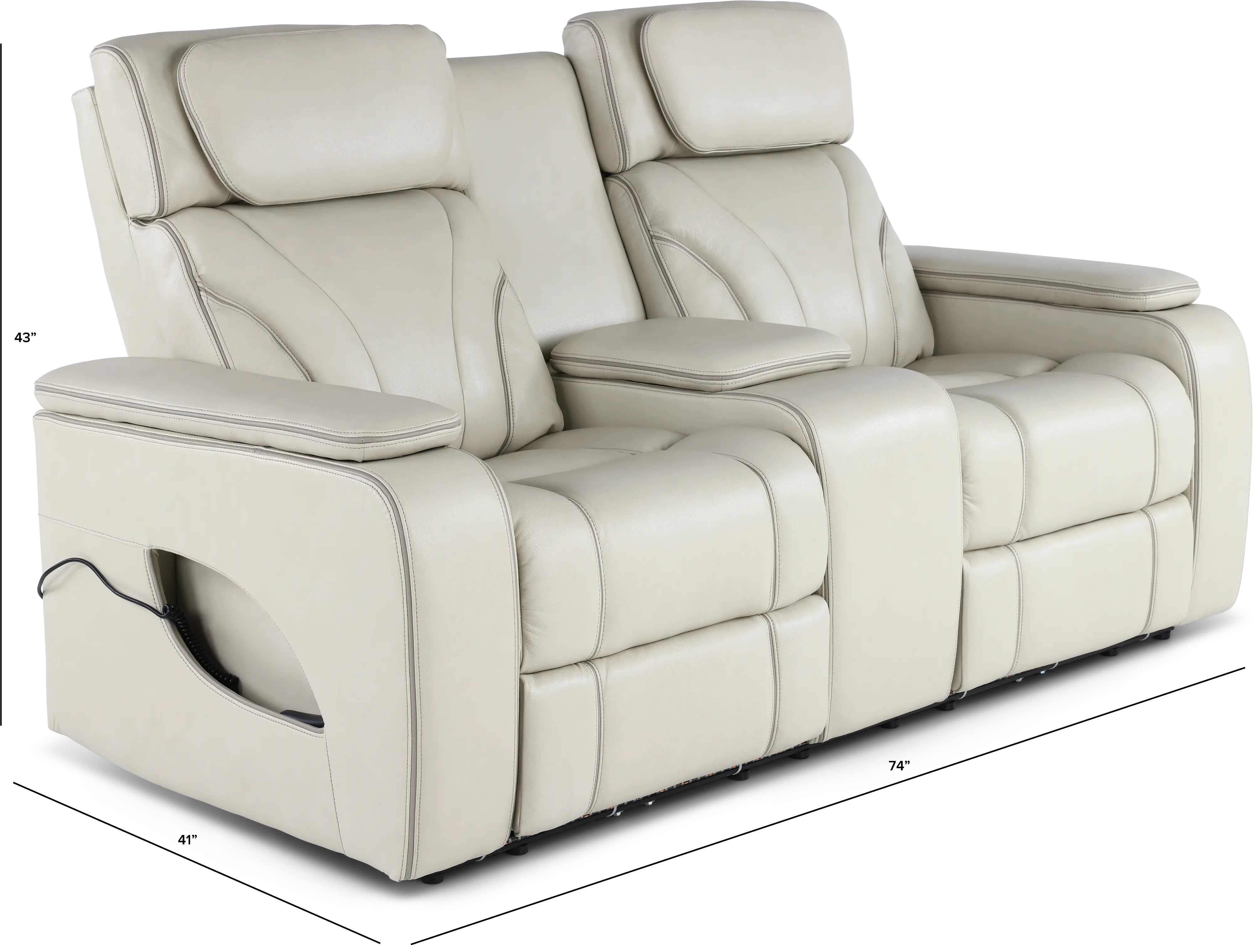 Arya Putty Power Reclining Loveseat with Power Headrests, Massage and Console-3