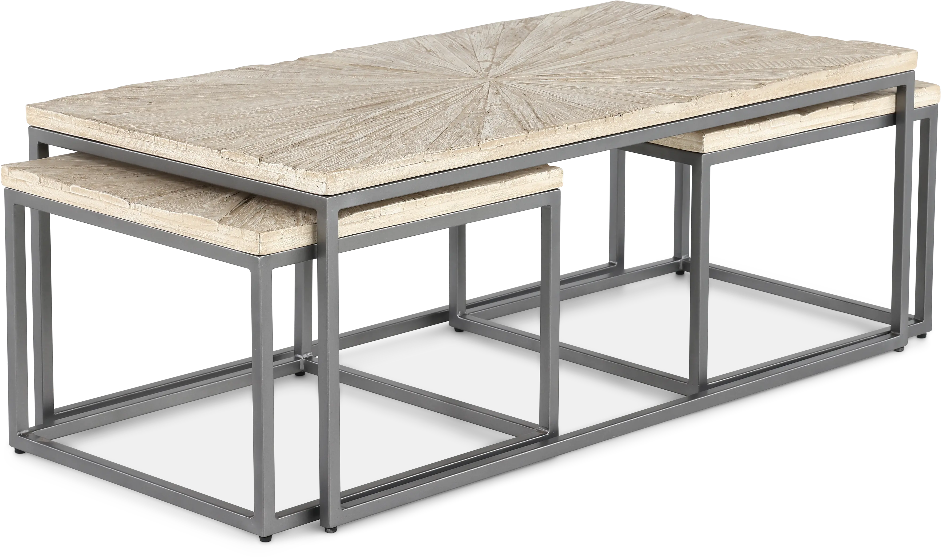 Mala Nesting Weathered White Coffee Table-4