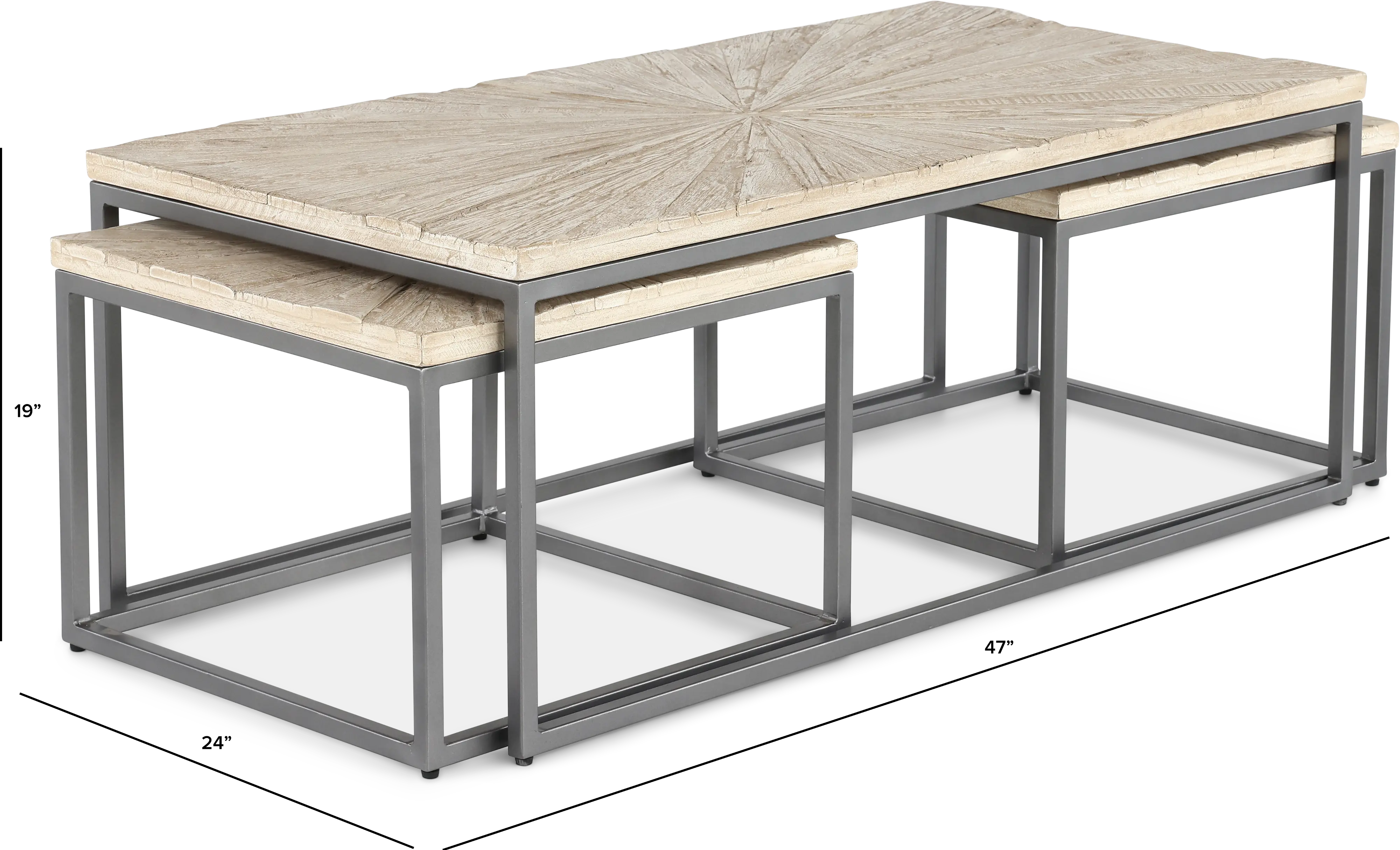 Mala Nesting Weathered White Coffee Table-3