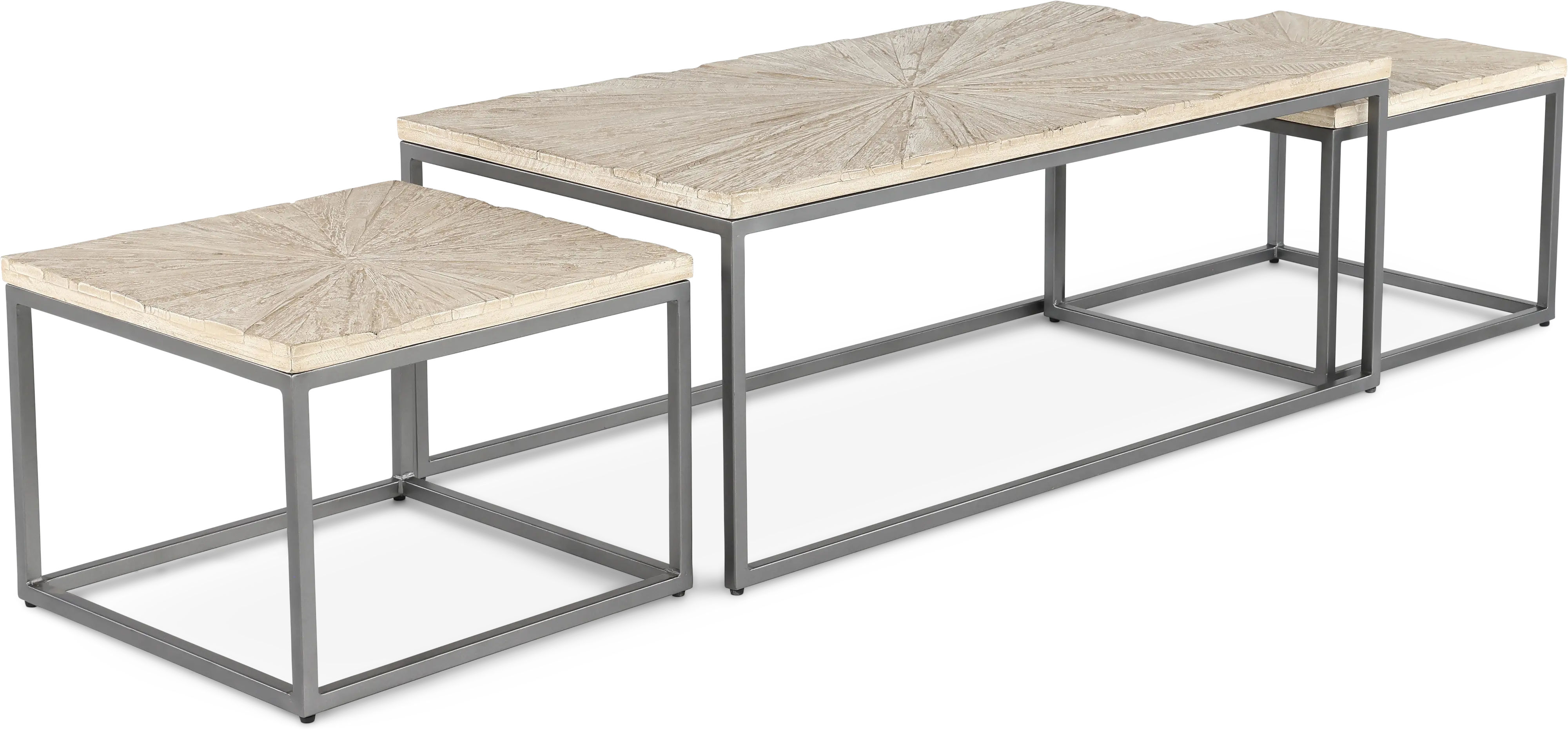 Mala Nesting Weathered White Coffee Table-6