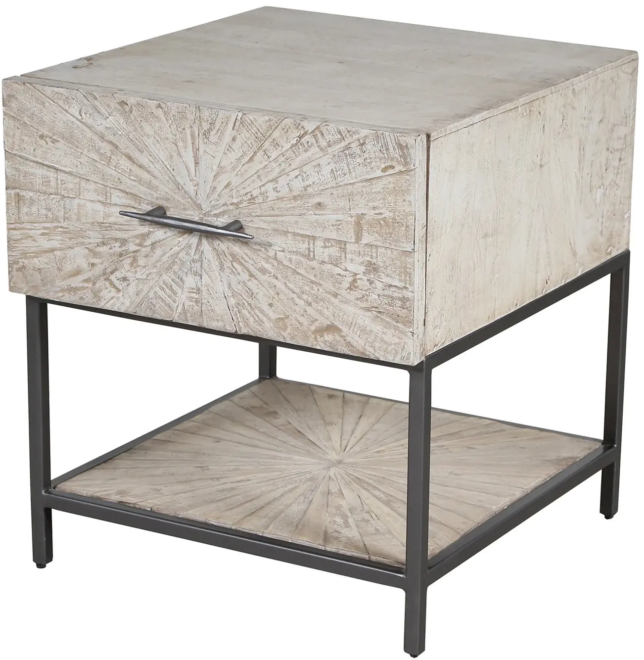 Mala Weathered White End Table-10