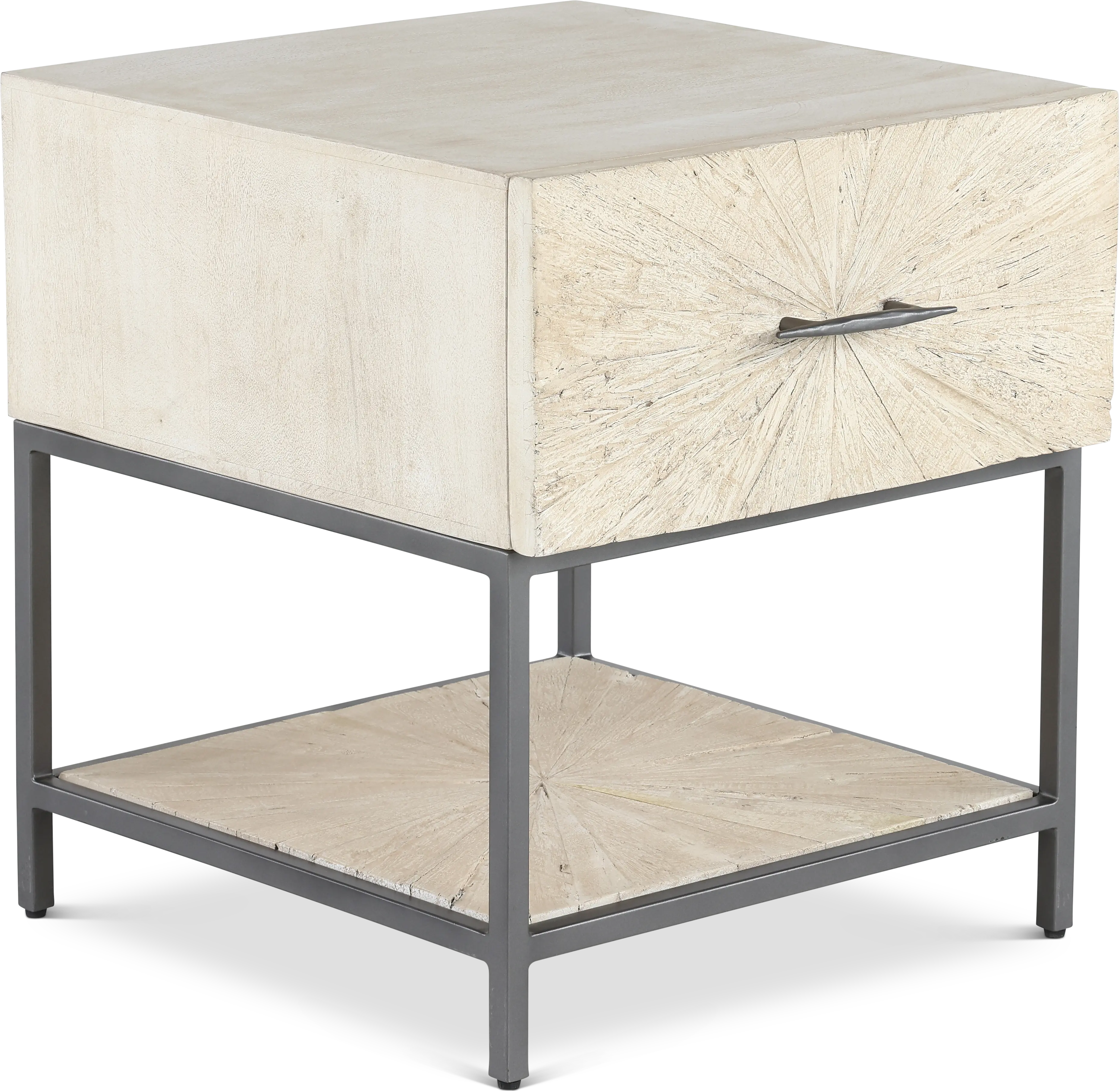 Mala Weathered White End Table-4