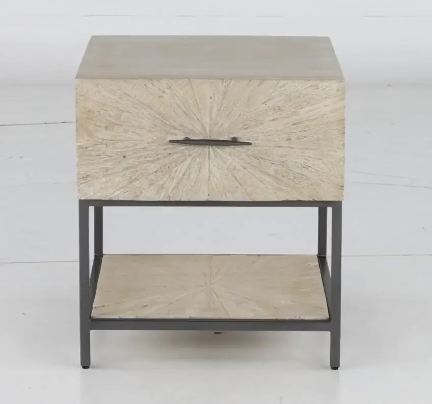 Mala Weathered White End Table-5
