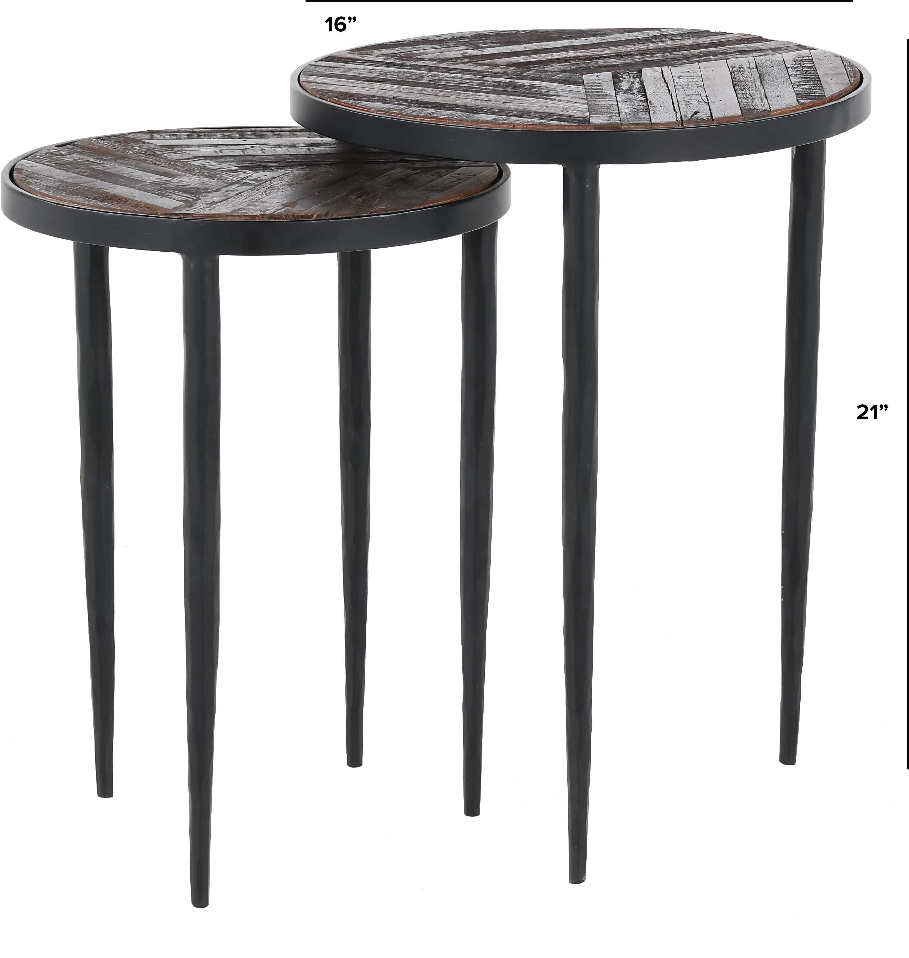 Upton Rustic Brown Nesting Chairside Table-3