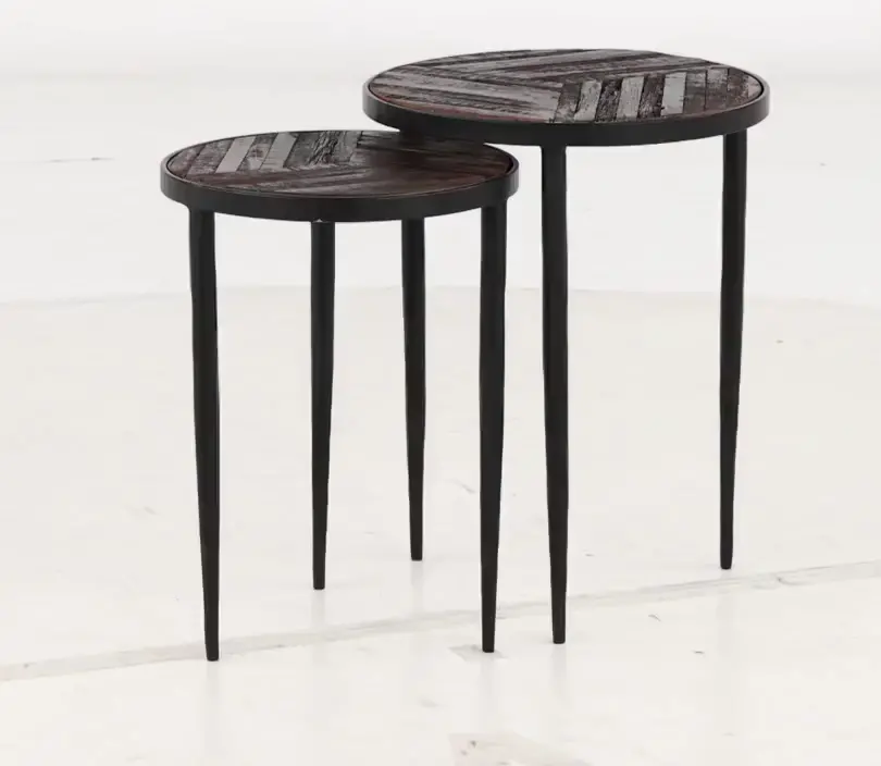 Upton Rustic Brown Nesting Chairside Table-12